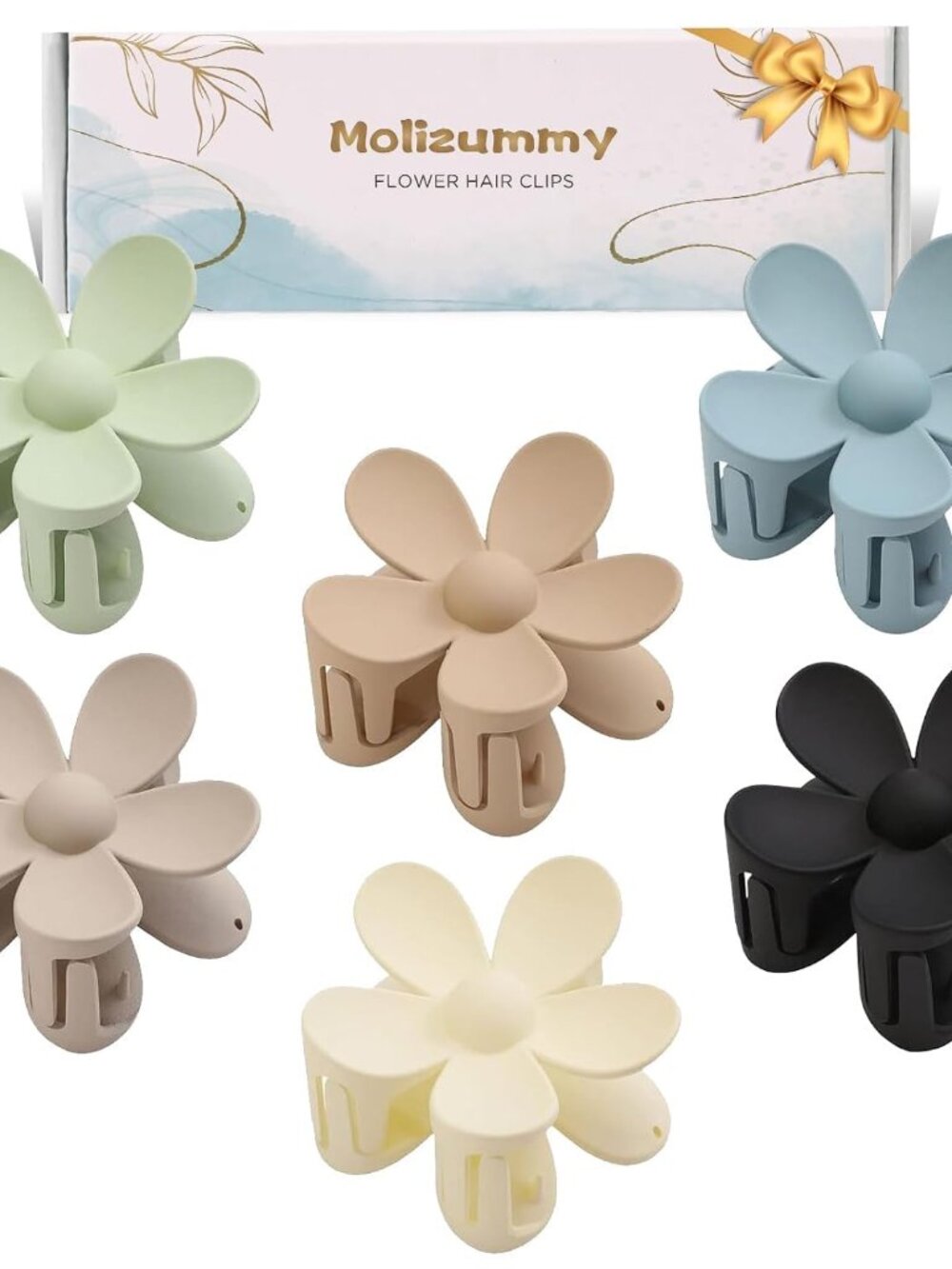 6PCS Matte Flower Hair Clips, Large Claw Clips for Women Thick Hair, Big Cute Da